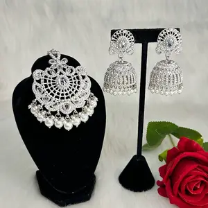 Beautiful Ad Jhumkas And Tikka Set