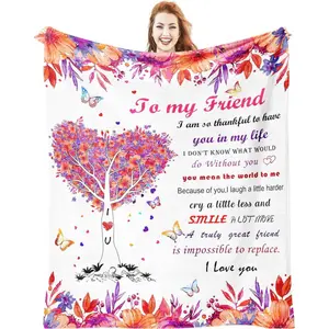 Best Friend Birthday Gifts for Women,Friendship Gifts for Women,Gifts for Best Friend Woman Friends Blankets 40"x50", Printed on One Side with a Plain White Back, Halloween Thanksgiving Christmas Gift