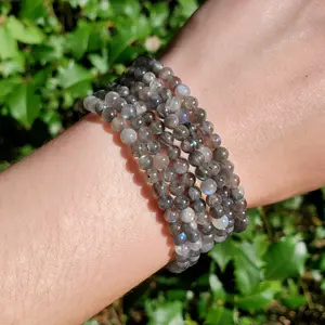 Blue Flash Labradorite Bracelet - 4mm, Handmade, Natural Crystals, Custom Sizes