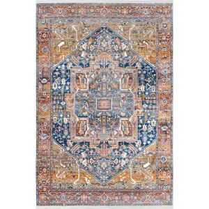 Harriet Vintage Medallion Fringe Area Rug