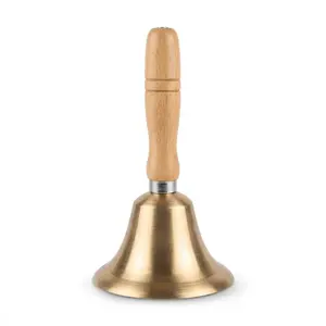 Brass Hand Bell 4 1/4" x 7 1/2" — Ritual &amp; Altar Bell with Wooden Handle