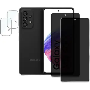 [2+2 Pack] Privacy Screen Protector for Samsung Galaxy A51/A52/A53 5G, Anti-Spy Shatterproof Tempered Glass with Camera Lens Tempered Glass 9H Hardness Bubble Free Anti-Glare Case Friendly