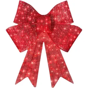 23.6 Inch Lighted Christmas Bow, Large Christmas Bow Outdoor LED Holiday Yard Decoration with Lights, Wreath Bows  Front Door, Wall, Garage Decoration