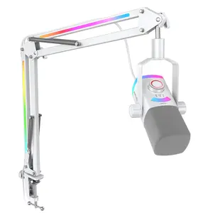 FIFINE RGB Gaming Mic with RGB Lighting Boom Arm, XLR USB Dynamic Streaming PC Microphone for Podcast Recording & Streaming, Tap to Mute Mix Control Headphone Jack, Real-time Monitoring, Clean Setup, AmpliGame AM8 PRO T AM8ProT