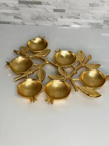 GOLD POMEGRANATE 6 COMPARTMENT SERVING DISH