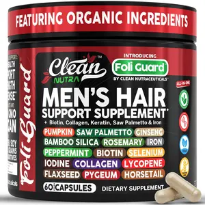 Clean Nutra Biotin, Collagen, Keratin, Iron, Pumpkin, Saw Palmetto, Ginseng, Bamboo Silica & More for Men's Hair Growth Supplement Capsules – FoliGuard