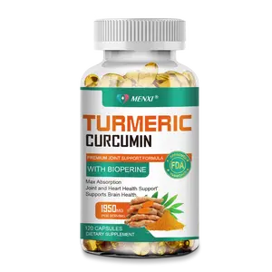 MENXI Turmeric Curcumin Supplement – 1950mg with 95% Curcuminoids & BioPerine – Natural Anti-Inflammatory & Antioxidant Support for Clear, Youthful, Glowing Skin – Vegan, Non-GMO – 120 Capsules
