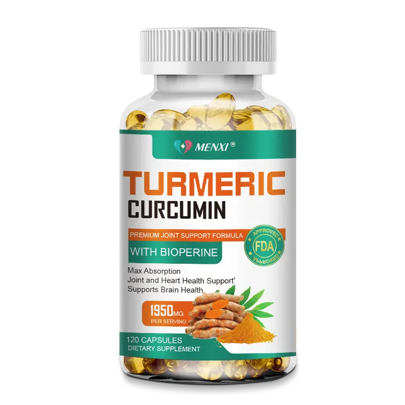 MENXI Turmeric Curcumin Supplement – 1950mg with 95% Curcuminoids & BioPerine – Natural Anti-Inflammatory & Antioxidant Support for Clear, Youthful, Glowing Skin – Vegan, Non-GMO – 120 Capsules