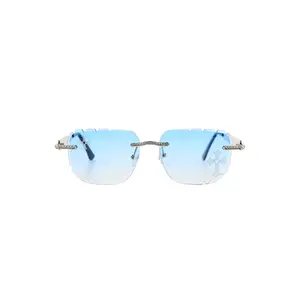 Deez Silver/Blue Square Rectangle Sunglass Deez Silver/Blue Square Rectangle Sunglass