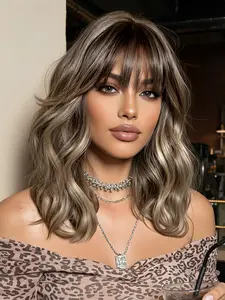 Wig with Bangs, 12 Inch Short Curly Hair, High Heat Resistant, Perfect for Daily Commuting, All Seasons, Synthetic Curly Wigs