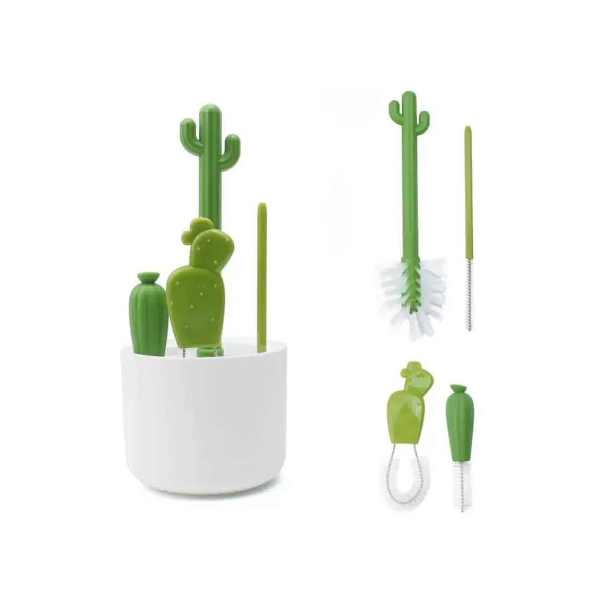 5pcs Cactus Cleaning Brush Set - Durable Plastic, Multi-purpose, Suitable for Cups and Straws, Includes Cup Brush, Bottle Cleaning Brush, Stain Removal Brush, Lid Brush, No Dead Angle Design, Suitable for Water Bottles, Teacups, Grooves, Commercial