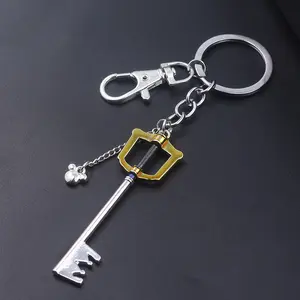 Kingdom Hearts Sora Copper Keyblade Model Chain-Attached Keychain, Removable Metal Keyring, Fashion Accessory for Car, Bag, Chain-Attached Keychains