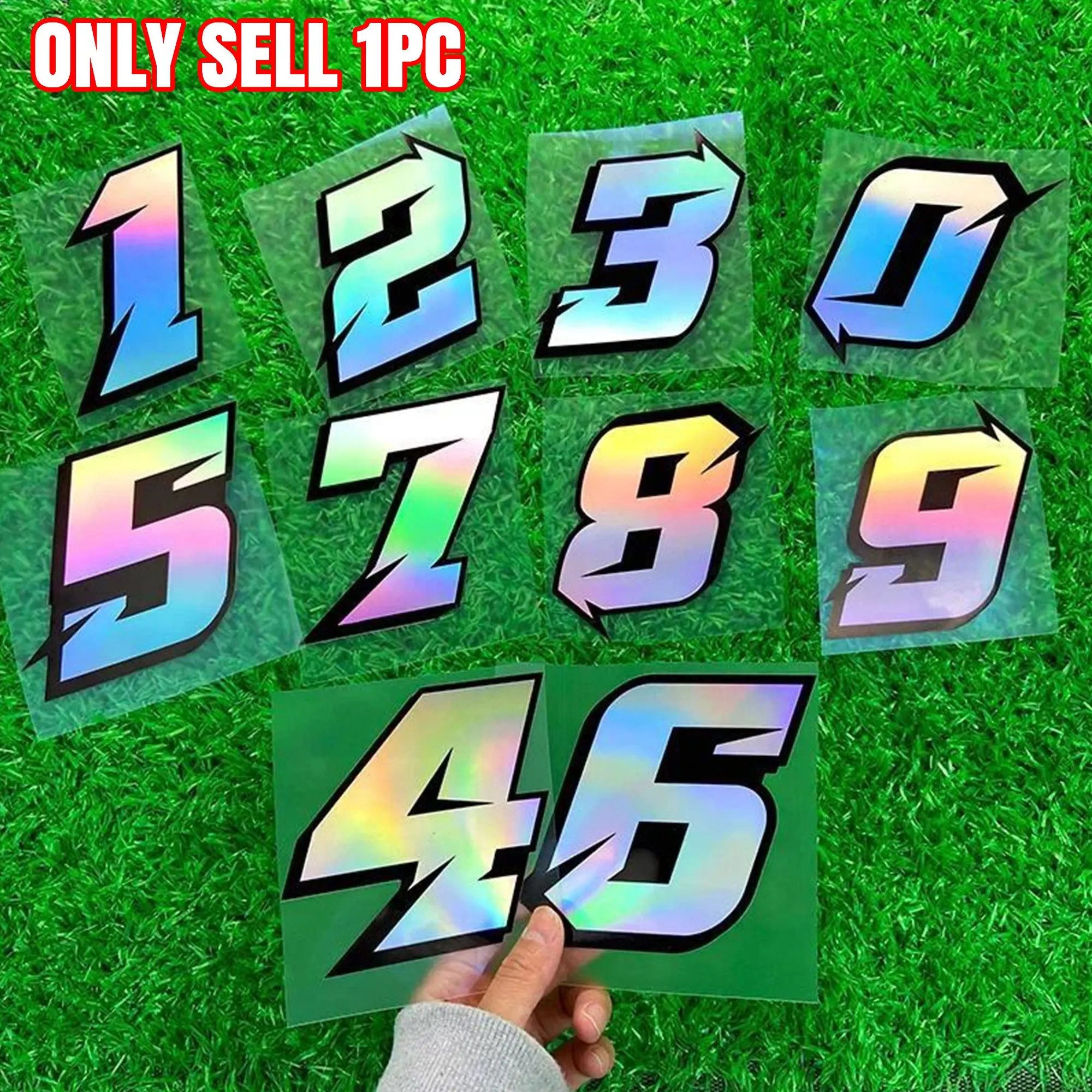 Laser Arabic Number Sticker, 0123456789 Waterproof Vinyl Decorative Sticker, Vehicle Exterior Decoration, Sticker for Cars, Suitable for Motorcycle Fuel Tank Front Fairing Helmet, Car Body, Windows, Universal car sticker, Automobile Decals