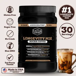 Black Forest Longevity Mix Mocha Coffee with NMN, Glutathione, Magnesium Glycinate, TMG, Vitamin D3, C, K2, B12, Cocoa Powder, Instant Coffee | 30 Servings - Gluten - Free Sugar - Free Non GMO