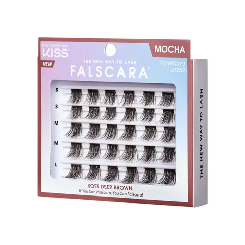 Falscara Natural Multipack - Mocha | DIY False Lash Extensions, Natural, Cluster Lash, Wispy Lashes, 30 Wisps, 10mm-14mm