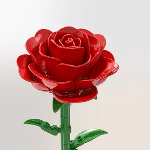 Red Rose 5‑Pack Bouquet Building Kit, Full‑Bloom Rose Flower Set for Women & Adults, Artificial Eternal Rose Home Decor Display, Creative Romantic Gift for Her