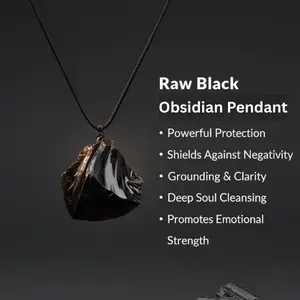 Authentic Raw Black Obsidian Crystal Pendant | Handmade Healing Jewelry & Protection Necklace