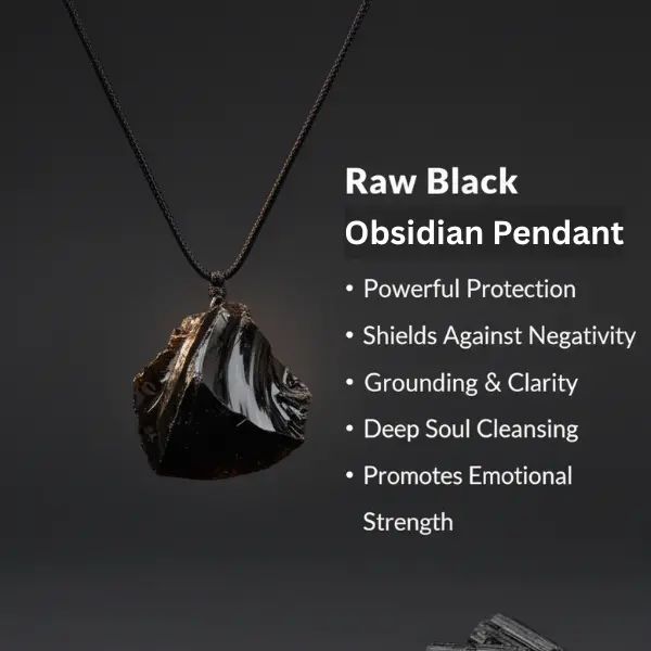 Authentic Raw Black Obsidian Crystal Pendant | Handmade Healing Jewelry & Protection Necklace