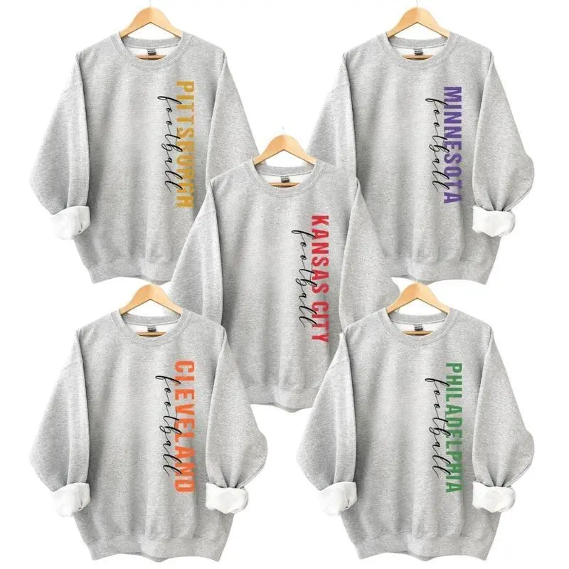 Vintage City Football Sweatshirt – Retro Game Day Graphic Crewneck, ASH GREY Classic Throwback Style Pullover for Football Fans, Unisex Cozy Cotton Top