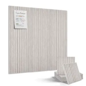 GAOMON 9 Pack Acoustic Felt Bulletin Boards, 11.8×11.8" Soundproof Wall Tiles with Self-Adhesive, Modular Pin Boards for Office, Home & Classroom Decor, Light Camel