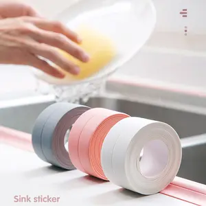 1 Roll 3.8cm x 3.2meter Waterproof Caulk Tape - Self-Adhesive Sealing Strip for Kitchen Countertops, Bathroom, Toilet, Bathtub Floor & Wall Edge Protector, Polyvinyl Chloride Material, Bathroom Sealing | Decorative Caulk | Waterproof Sealant