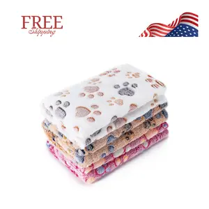 1 Pack 3 Pet Blankets Super Soft Fluffy Premium Fleece Flannel Paw Printed (Small 23x16'', Brown, Pink, White)