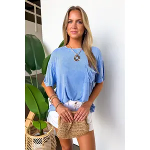 Rylee Mineral Wash Ribbed Relaxed Pocket Top - BACK IN STOCK