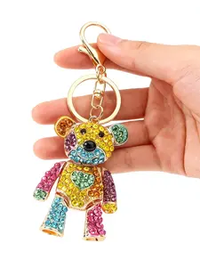 Bear Keychain, Sparkly Bear Key Ring, Multicolor Diamond Bear Pendant, Fashion Bag Charm, Keychain for Bags, Car Key Fob, Cute Bear Key Accessory, Gift for Men and Women