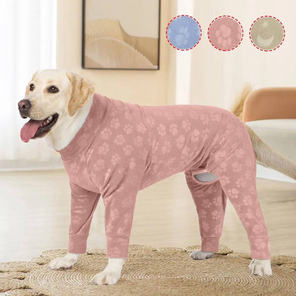 Cute Paw Print Pet Jumpsuit, Soft & Comfortable Pet Clothes for Medium & Large Dogs, Pet Recovery Suit for Labrador, Rottweiler & Beagle, Outfits, Husky Clothes