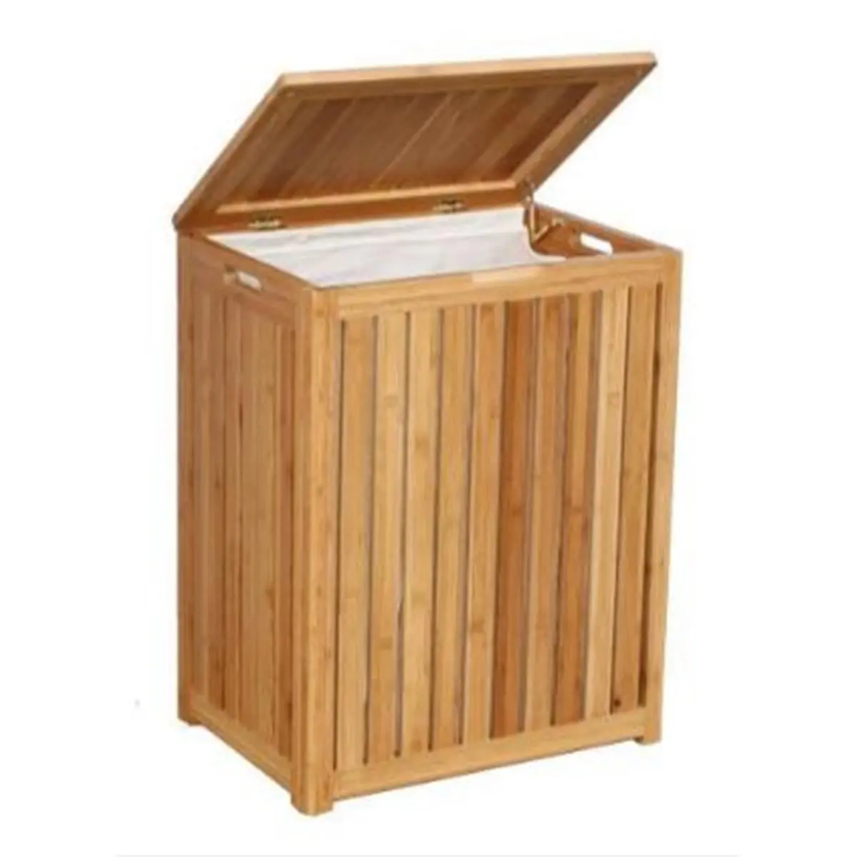 212 MAIN Functional Rectangular Bamboo Laundry Hamper - 25.5x14x20 in, Contemporary Laundry Organizer with Portable Hand Grips for Bathroom Spaces
