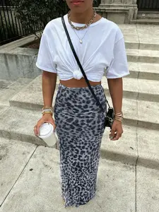 Leopard Print Midi Skirt for Women, Slim-Fitting Plain Pattern, Fashionable Summer Dress, Trendy Y2K Style, Perfect for Daily Wear