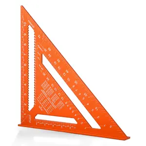 Aluminum 12 Inch Rafter Square, Carpenter Measuring Layout Tool, Alloy Metal Triangle Ruler Imperial Protractor for Woodworking and Carpentry - Orange