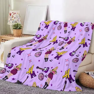 Hannah Montana Blanket  Vibrant Music-Themed cute Blanket Guitar & Disco Notes Design fans Gifts All-Season Perfect Gift Christmas Present