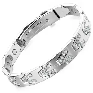 Valentine‘s Day Gift for Her, Silver Magnetic Bracelet, Sparkling Geometric Bracelet with Crystals, Elegant Jewelry Gift for Wife Girlfriend, Magnetic Healing