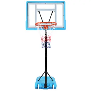 PVC Transparent Board Basket Frame Adjustable 115-135cm Poolside Basketball Hoop