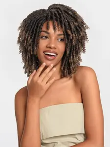 Dreadlock Wig Short Twist Braided Wigs for Women and Men, Afro Curly Synthetic Wig, Faux Locs Braided Crochet Hair Wigs, 1b/30#, Synthetic Twists Wigs
