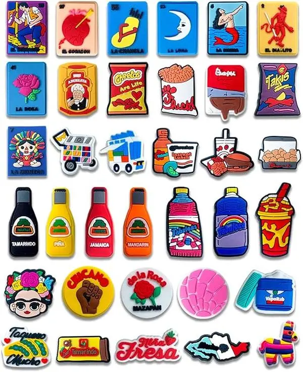 Latina accessories 35PCS Mexican Inspired Charms Fits for Clog Sandals, jibbitz, Shoe Decoration, Accessories Charms for Women Party Favor Gifts, latina gifts, fyp, girlfriend gifts,