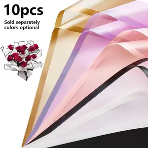 Waterproof Floral Packaging Paper with Border, 10pcs Pure Color Semi-Transparent Flower Wrapping Paper for DIY Crafts, Gift Wrapping, Bouquet Packaging, gift wrapping supplies, Translucent Finish