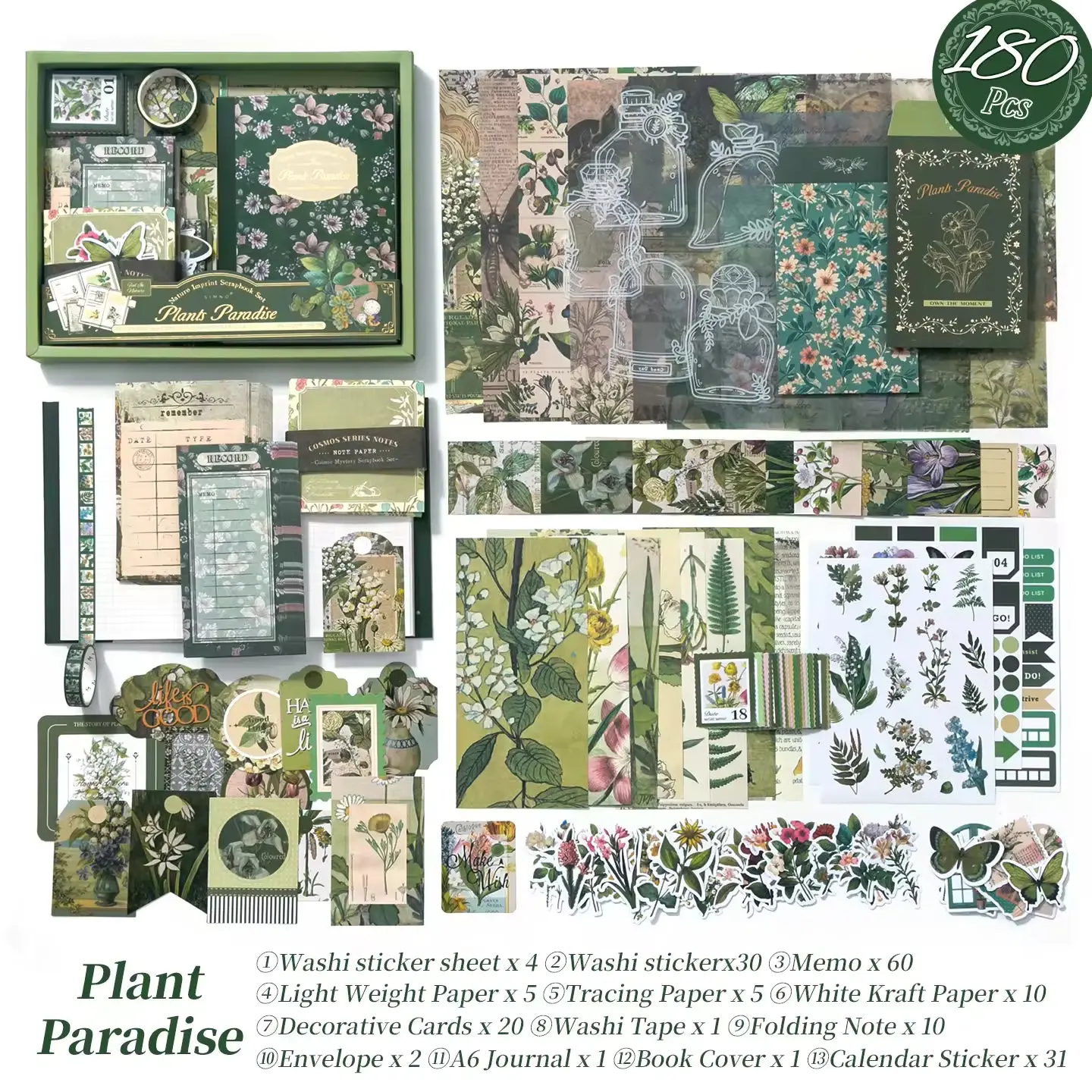 Aesthetic Scrapbook Kit – Nature, Floral & Butterfly Journaling Set (9 Designs)