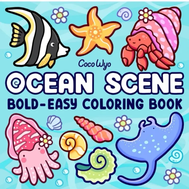 CocoWyo Ocean Scene Bold and Easy Coloring Book for Kids with Vibrant Sea Life Illustrations and Fun Activities