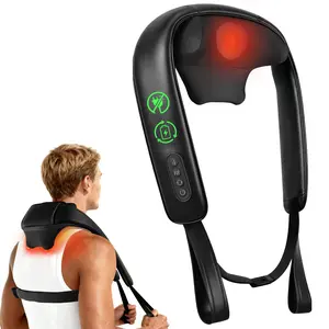 Comfier Cordless 4D Neck & Shoulder Massager with Heat, Wireless Deep Tissue Back Massager for Pain Relief, Hands-Free Massage Pillow Shiatsu, Gift for Women Men Mom Dad Therapy Adjustable Durable Handy Plug Storage Cf-6302U