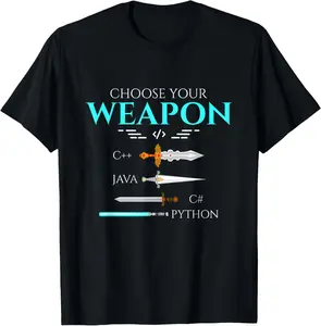 Choose Your Programming Weapon Funny Computer Coding Summer Casual Shortsleeve Cotton T-Shirt