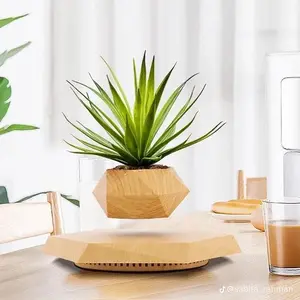 Magnetic Levitation Flower Pot Rotating Planters Suspension Floating Plant Succulents Potted for Home Living Room Office Desk Decoration