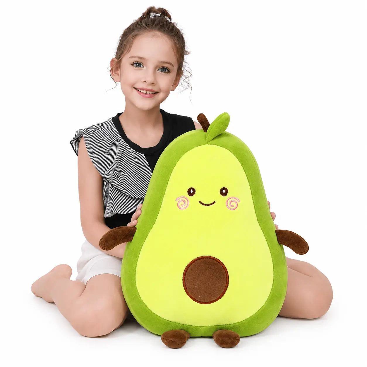 CHUBBYJOY Kawaii Aesthetic Avocado Plush Pillow - 11in/15in Durable PP Cotton Filled Stuffed Animal, Cute Fruit Plush Toy, Soft Cuddly Gift for Kids, House Decoration for Bedroom Sofa