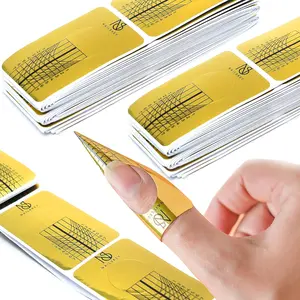 Nail Forms for Gel Builder - 100 Pcs Self Adhesive Nail Extension Stickers for Acrylic, UV & Poly Gel with Tip Sculpting Guide - Nail Art for Home & Salon (Pack of 100)