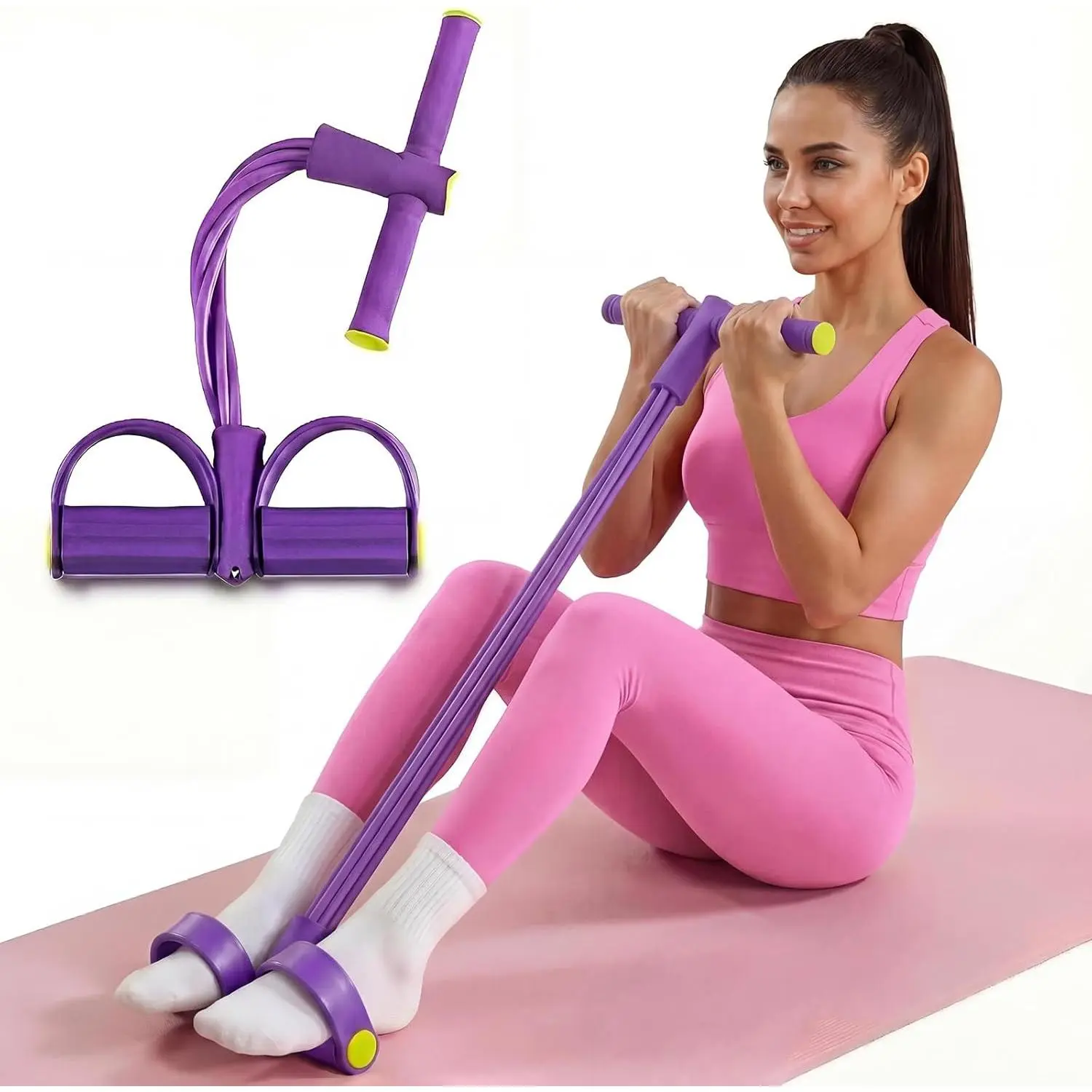 Pedal Resistance Bands with Handles - 8-Tube Full Body Resistance Band Workout Exercise Equipment for Home Gym Ab Training for Men & Women