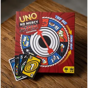 UNO No Mercy Spin Expansion Card Pack – Fun Family Party Game Expansion for Travel, Game Nights, Christmas & Holiday Gatherings