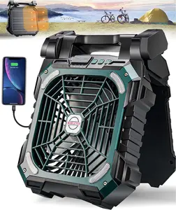 Solar Camping Fan with Light, 10400mAh USB Rechargeable Portable Fan