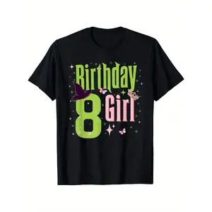 1 a8Th Birthday Witch Pink And Green 8 Year Old Birthday Girl T-Shirt for Boys Soft Fabric, Breathable, Comfortable Short Sleeve Tees Perfect for Boys Shirts Boy Girl Best Gift, for Halloween