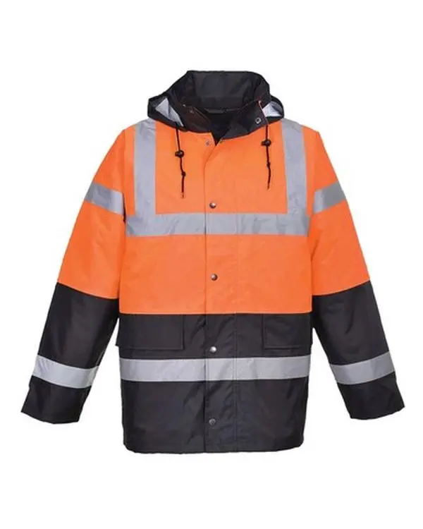 Portwest US467 Medium Hi-Visibility Contrast Traffic Jacket, Orange & Navy - Regular